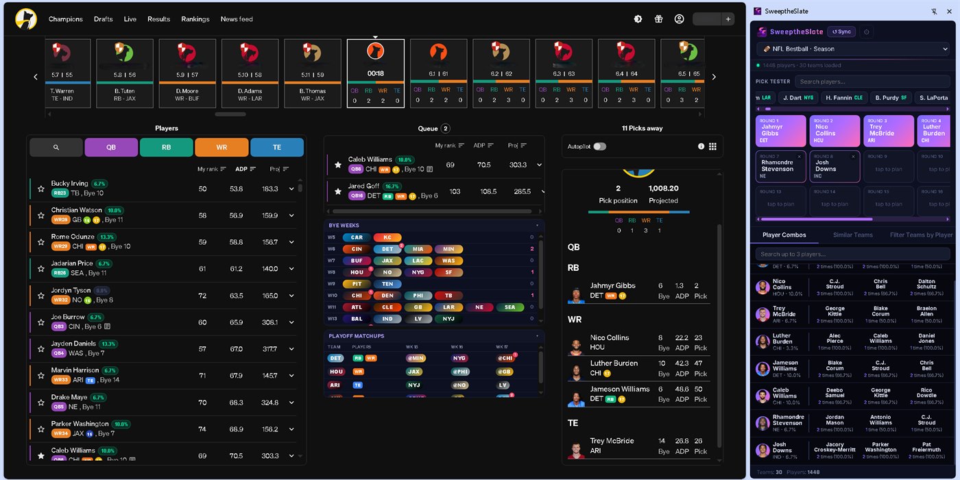 Test picks updating the Pick Tester and Player Combos